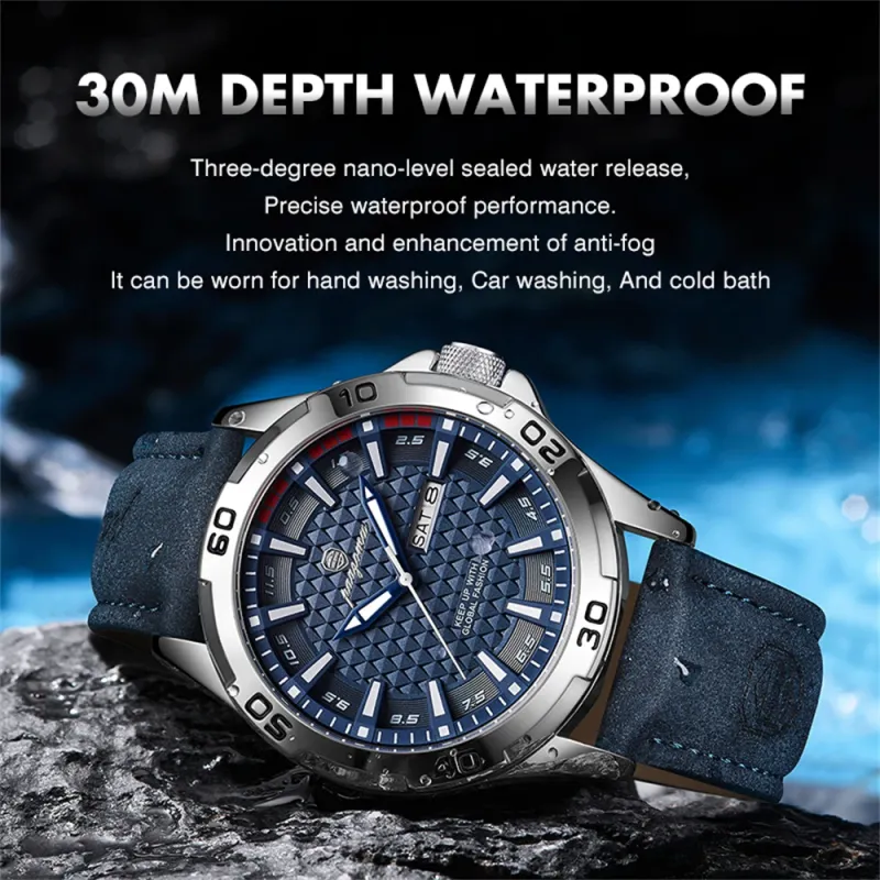 PAAZOMU Men's Luminous Date & Day Quartz Watch 3