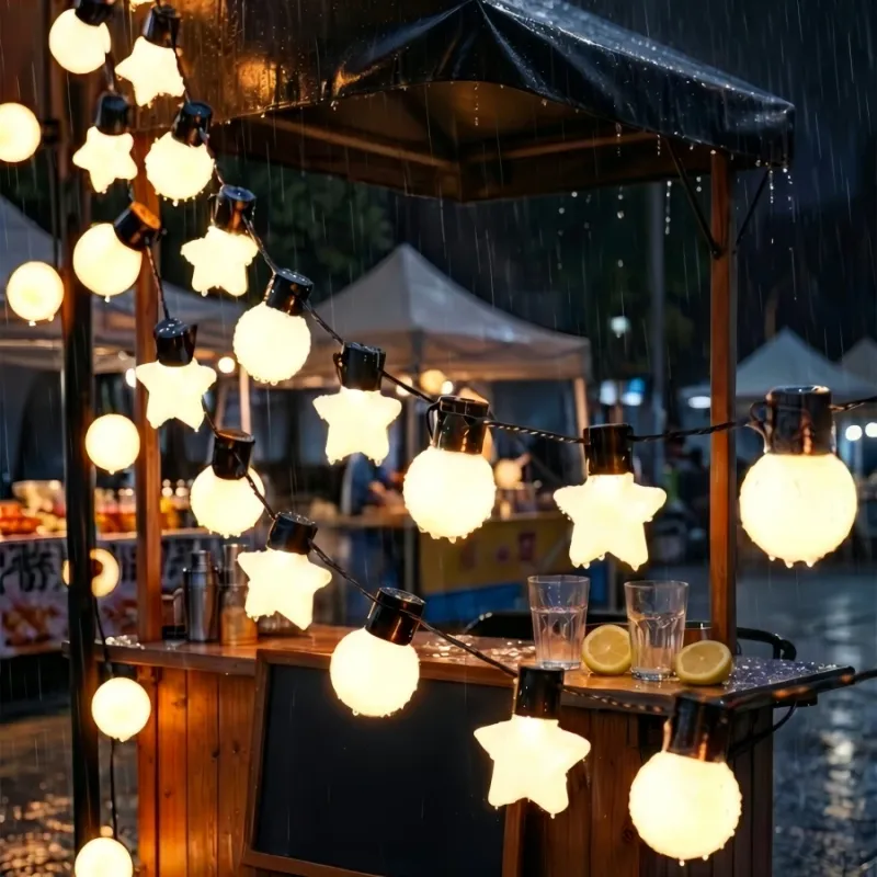 Solar Star & Bulb String Lights 6