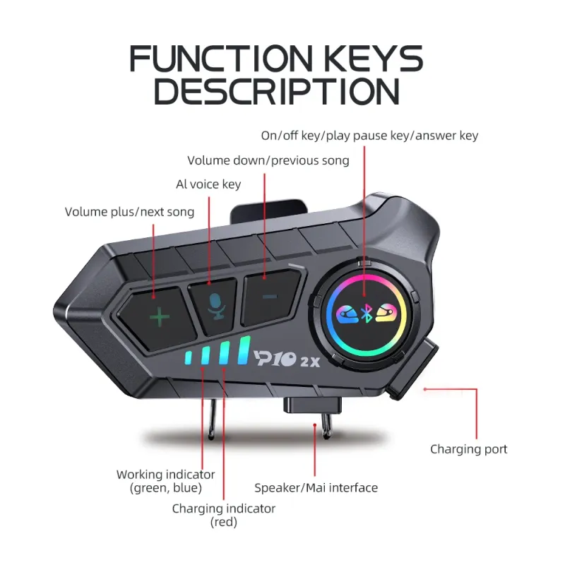 KEBIDUMEI Motorcycle Intercom Headset 6