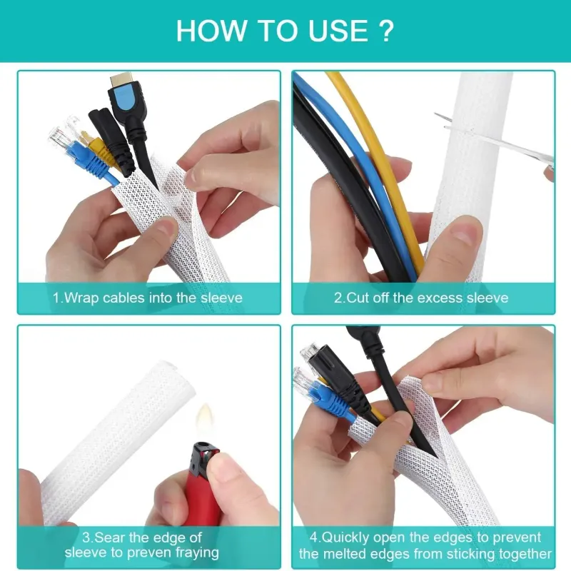 White Cable Sleeve Organizer 3
