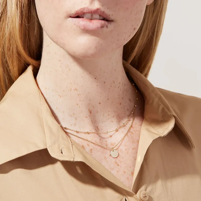 Gold Plated Layered Bead Necklace 3