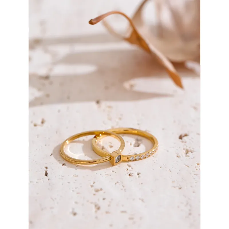 18K Gold Plated CZ Stackable Ring 5
