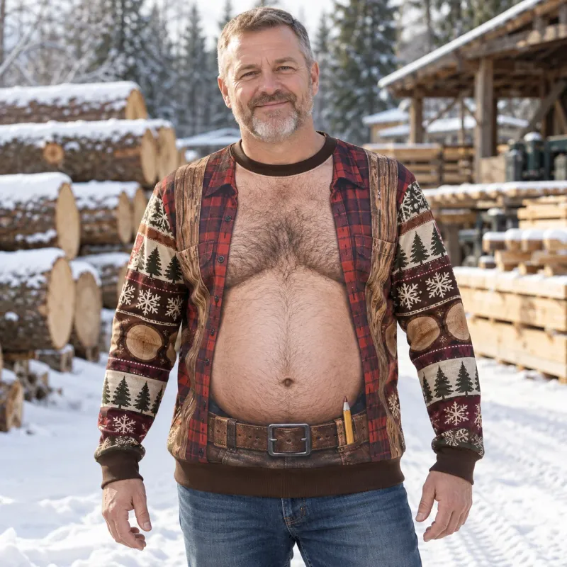 Lumberjack Dad Bod Ugly Christmas Sweater 5