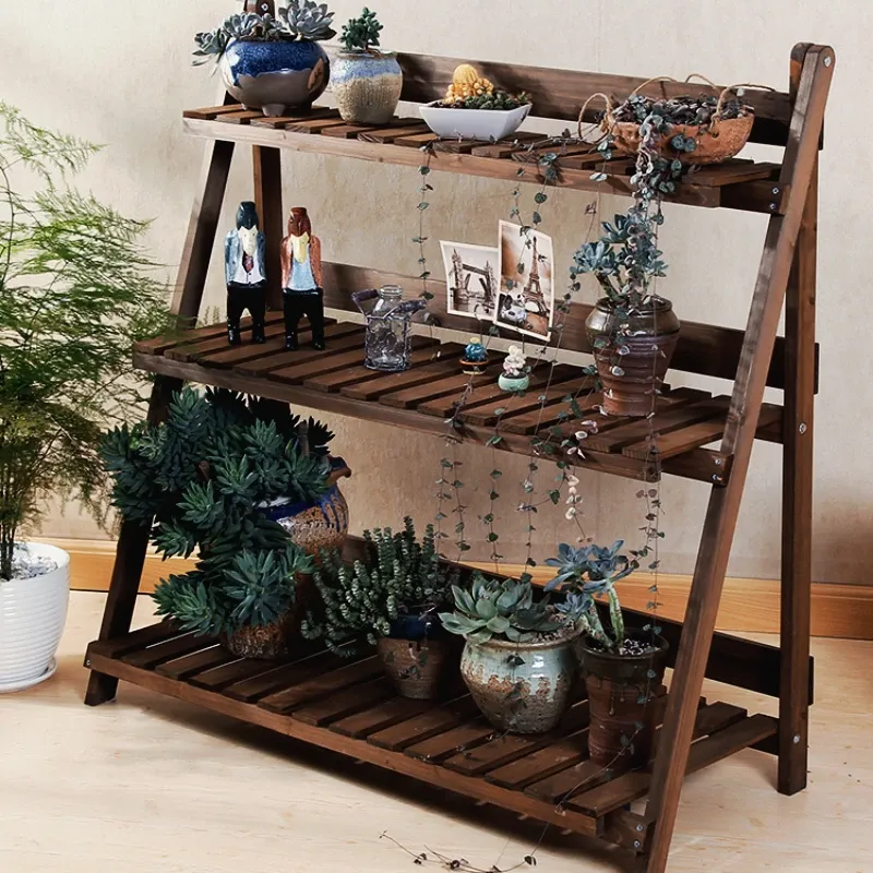 Vintage 2-Tier Wood Plant Stand 1