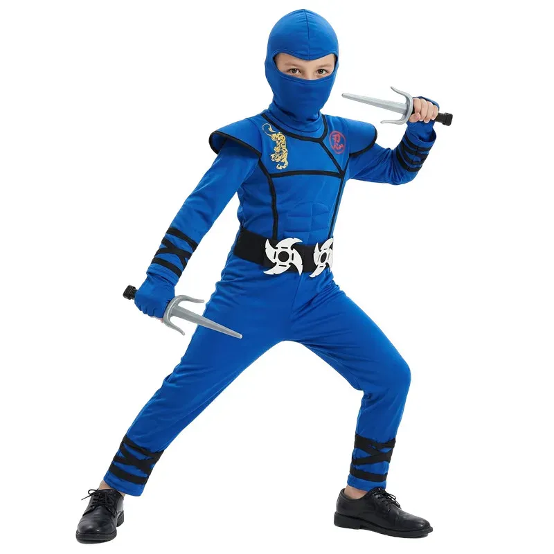 Kids Black & Blue Ninja Costume Set 3