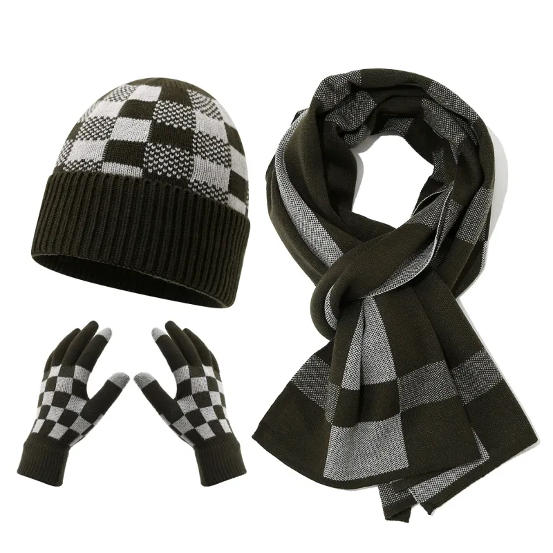 Men's Checkerboard Knit Winter Set 3-Piece 2