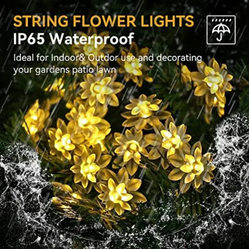 Solar Flower Fairy Lights - 50 LED 2