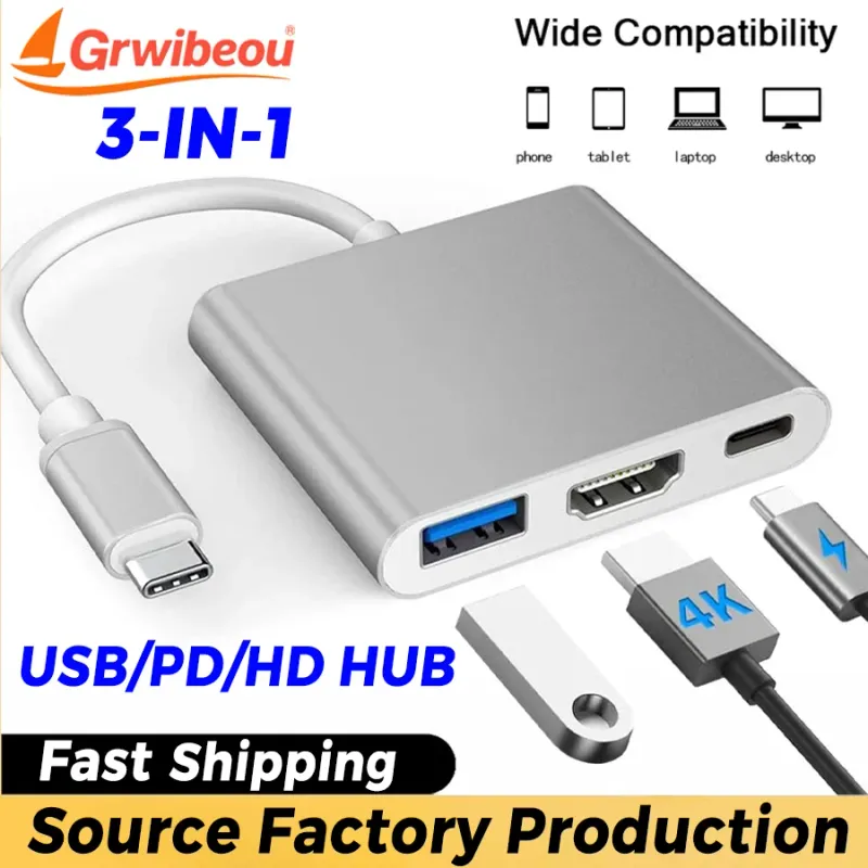 Grwibeou 3-in-1 USB-C Hub 1
