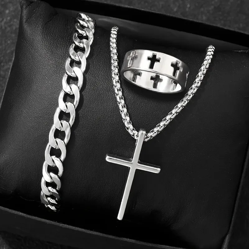 3-Piece Cross Jewelry Gift Set for Men & Women 5