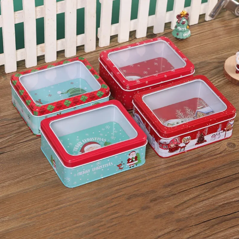 Christmas Window Tin Cookie Box 4