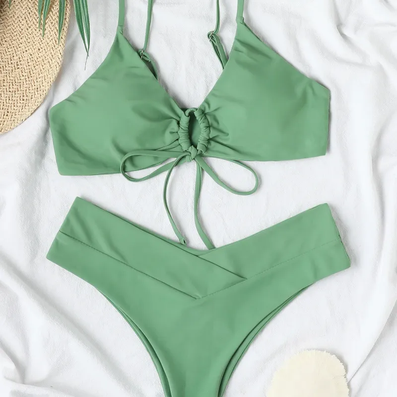 Lace-up Elastic Bikini Set 5