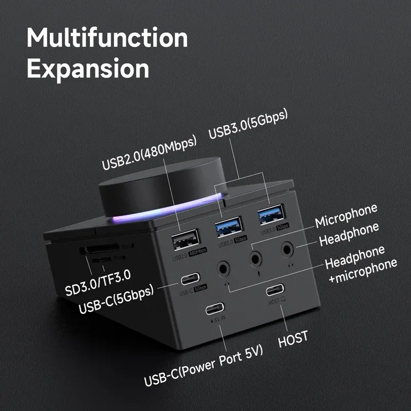 Hagibis Knob USB C Hub with Shortcut Buttons 2