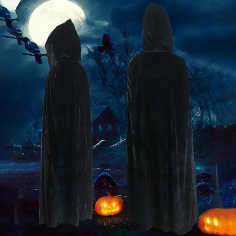 Gothic Velvet Hooded Halloween Cloak 4