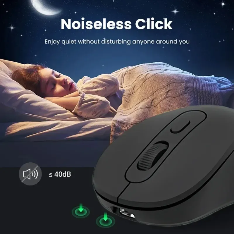 Wireless Mouse Bluetooth 5.2 & 2.4G Dual Mode Rechargeable Gaming Mouse, 1600 DPI Silent 4