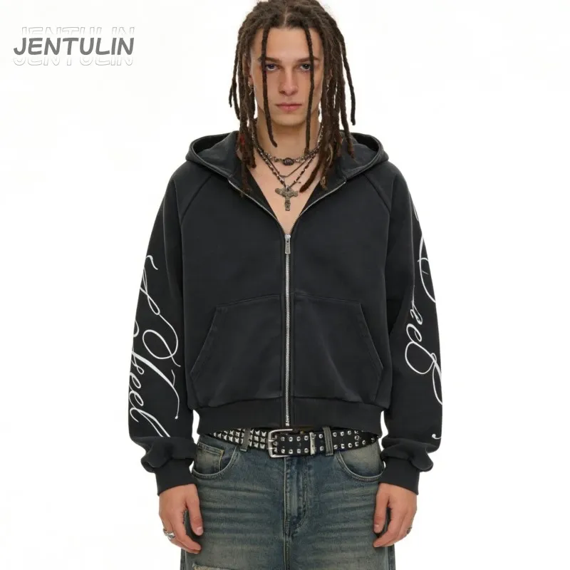 Black Y2K Oversized Zipper Hoodie 1