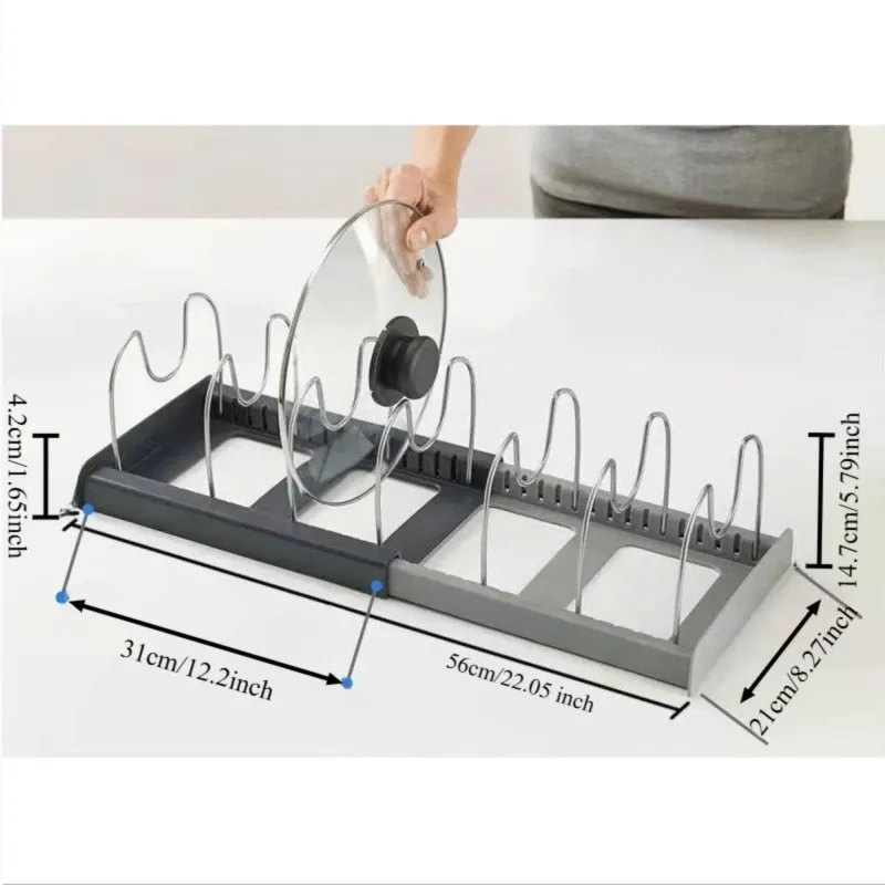 Expandable Pot Pan Organizer Rack 6