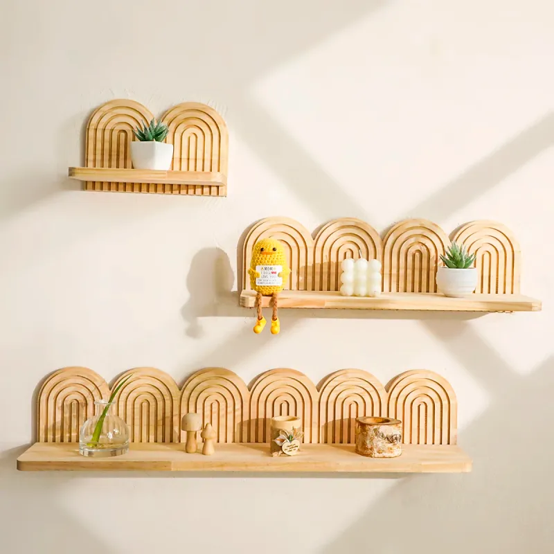 Boho Rainbow Arched Wood Wall Shelf 2