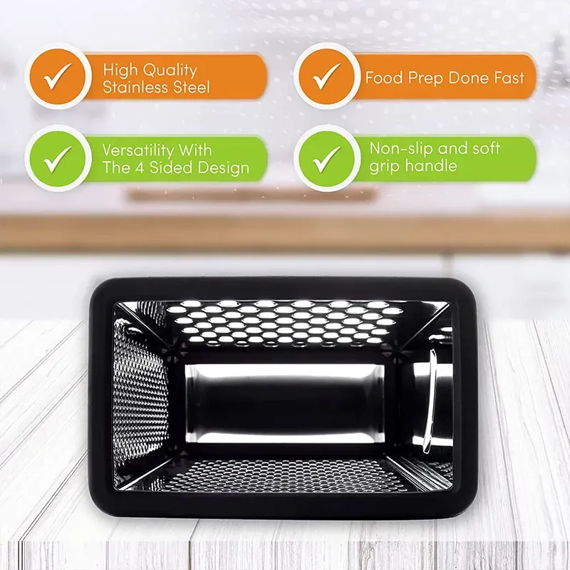 4-Sided Stainless Steel Box Grater w/ Container 4