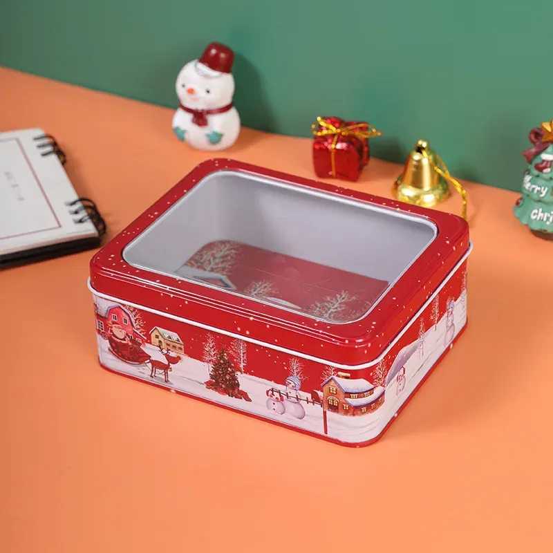 Christmas Window Tin Cookie Box 6