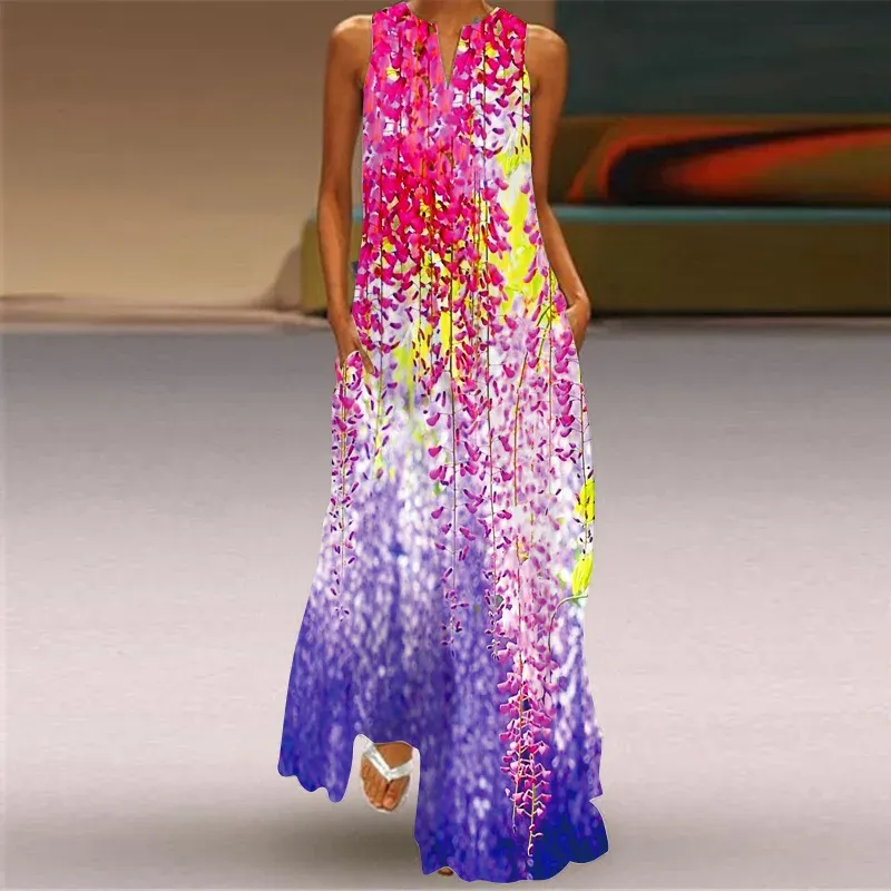 Vintage Print Boho Maxi Dress 5