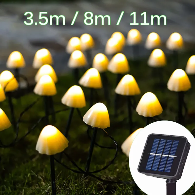 Solar Mushroom LED Garland Lights 1