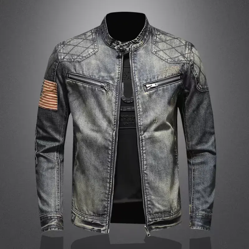Men's Retro Biker Denim Jacket 1