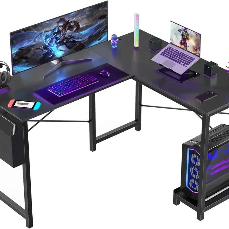 50-Inch L-Shaped Gaming Desk with CPU Stand 1