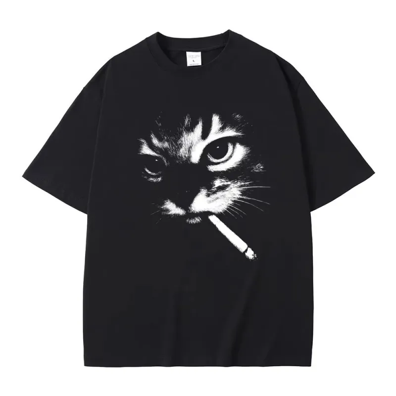 Smoking Cat Meme Vintage T-Shirt 1