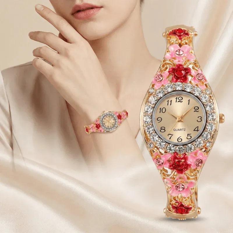 Retro Flower Diamond Ladies Quartz Wristwatch 2