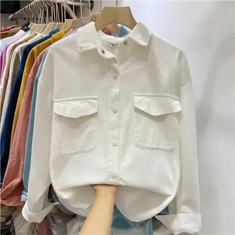 Corduroy Velvet Button-Up Shirt Jacket 1