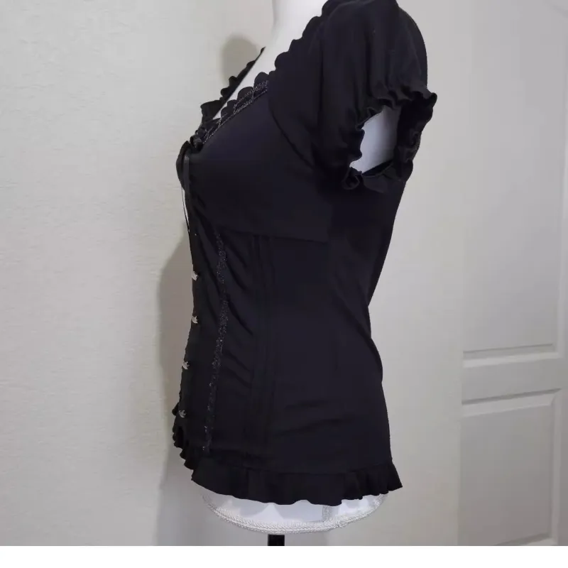 Vintage Black Bow Blouse - Y2K Style 4