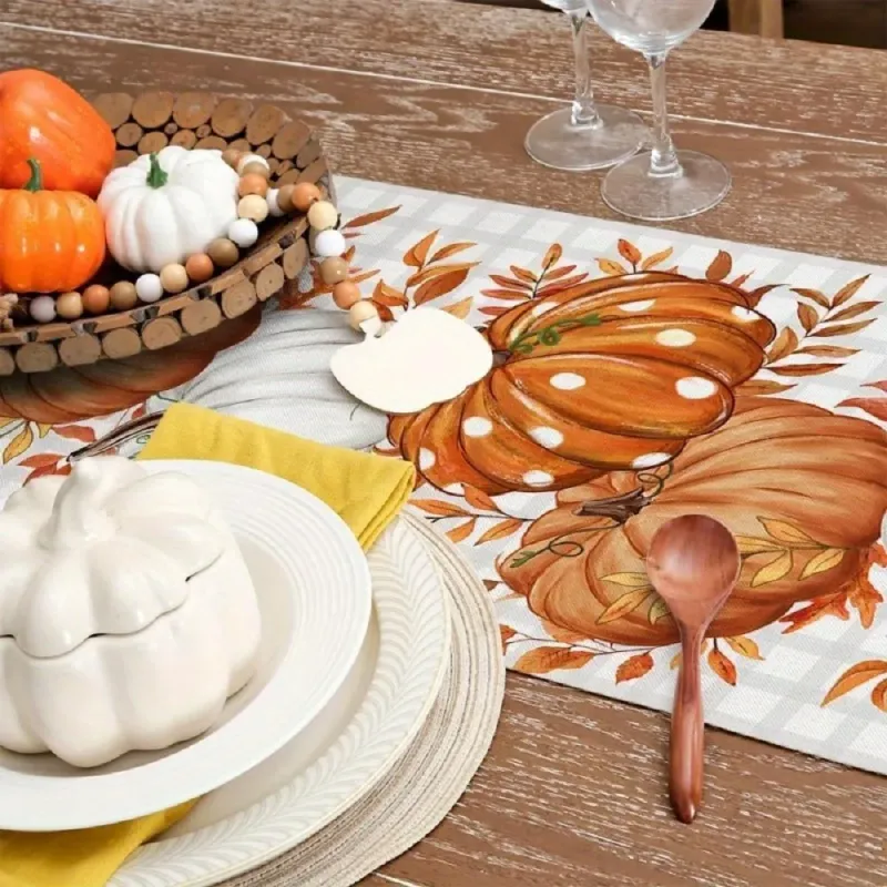 Autumn Polka Dot Pumpkin Table Runner 4