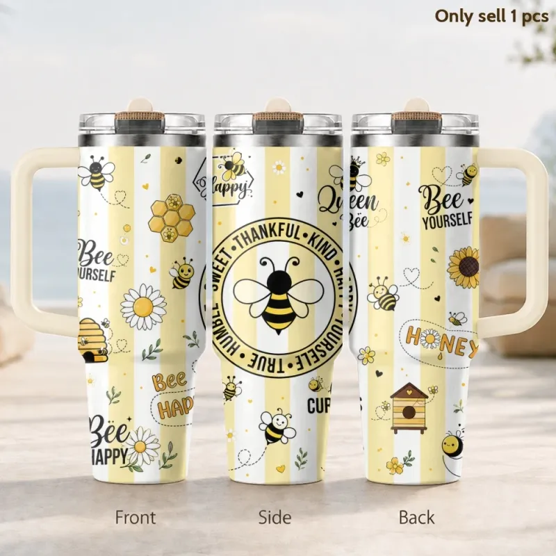 Bee Happy 40oz Vacuum Flask 1