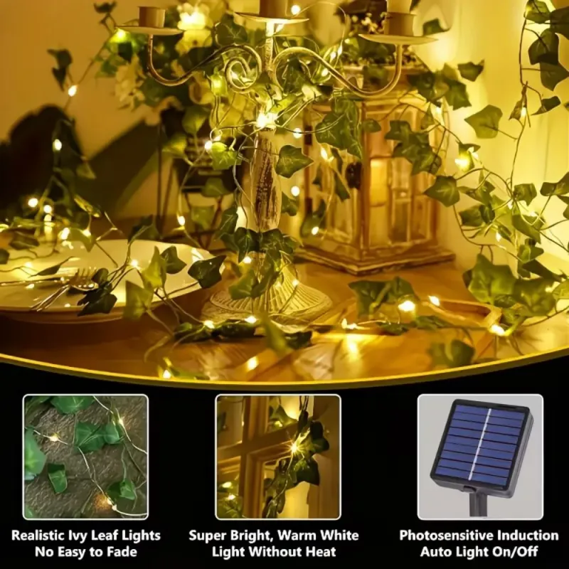 Solar Ivy Leaf Vine String Lights 3