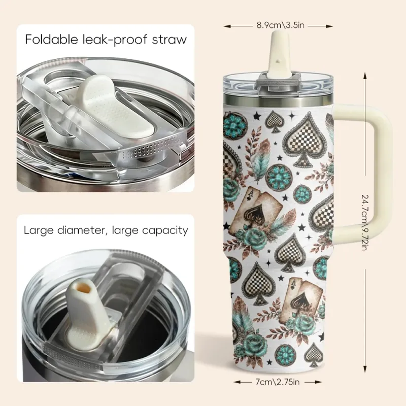 Checkered Spades 40oz Vacuum Flask 5