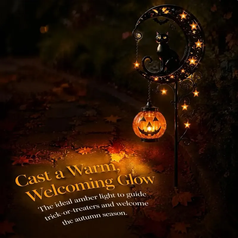 Halloween Cat & Pumpkin Solar Stake 3