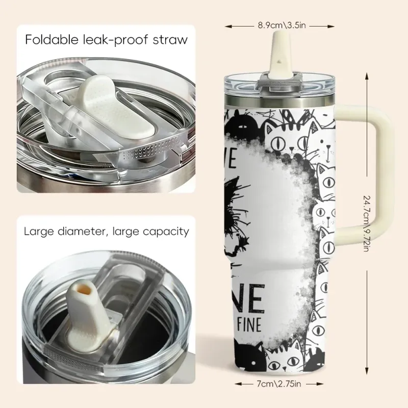 Cat Slogan Vacuum Flask 40oz 5