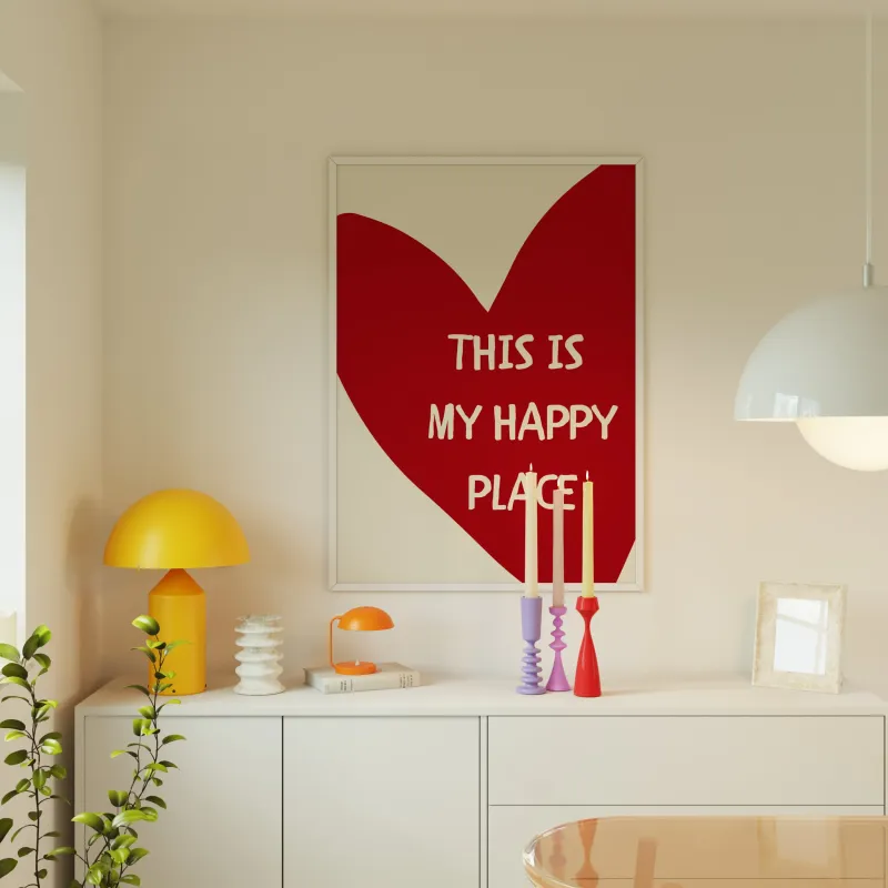 Happy Place Heart Quote Canvas Art 3