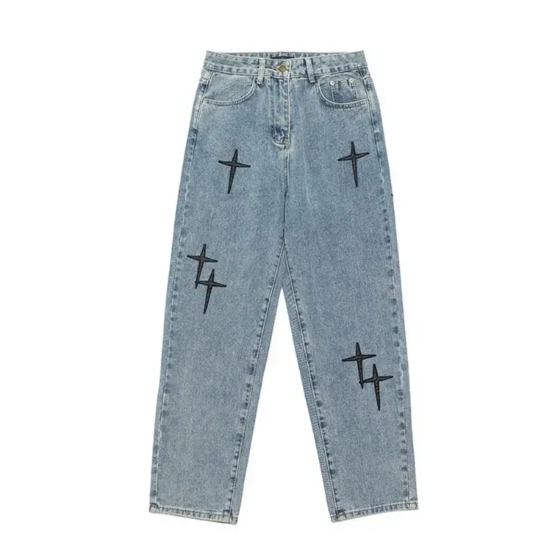 2024 Embroidery Wide Leg Cargo Jeans 5