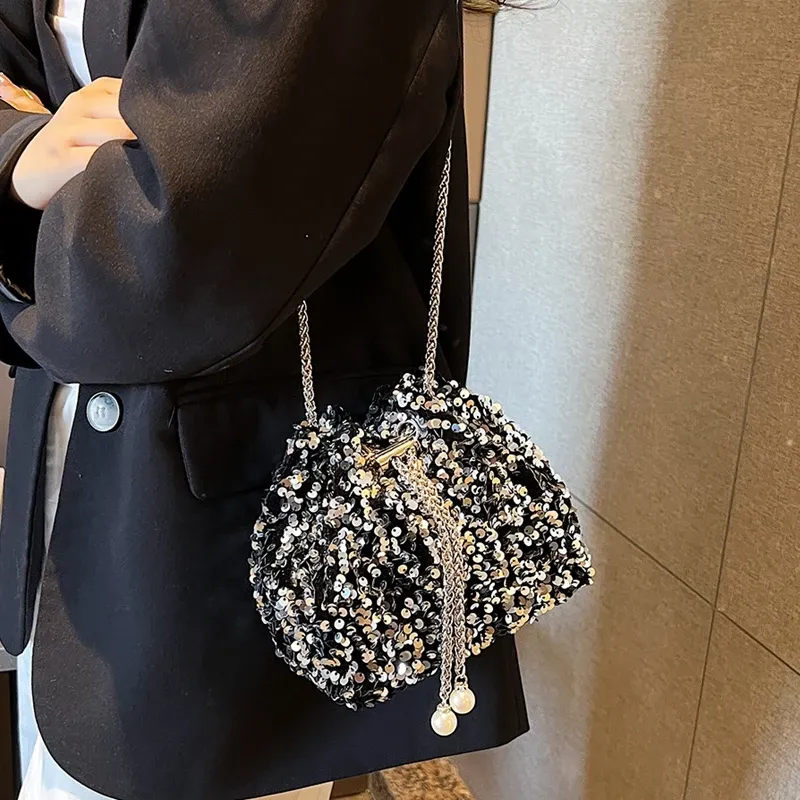 Sequin Korean Bucket Crossbody Bag 5