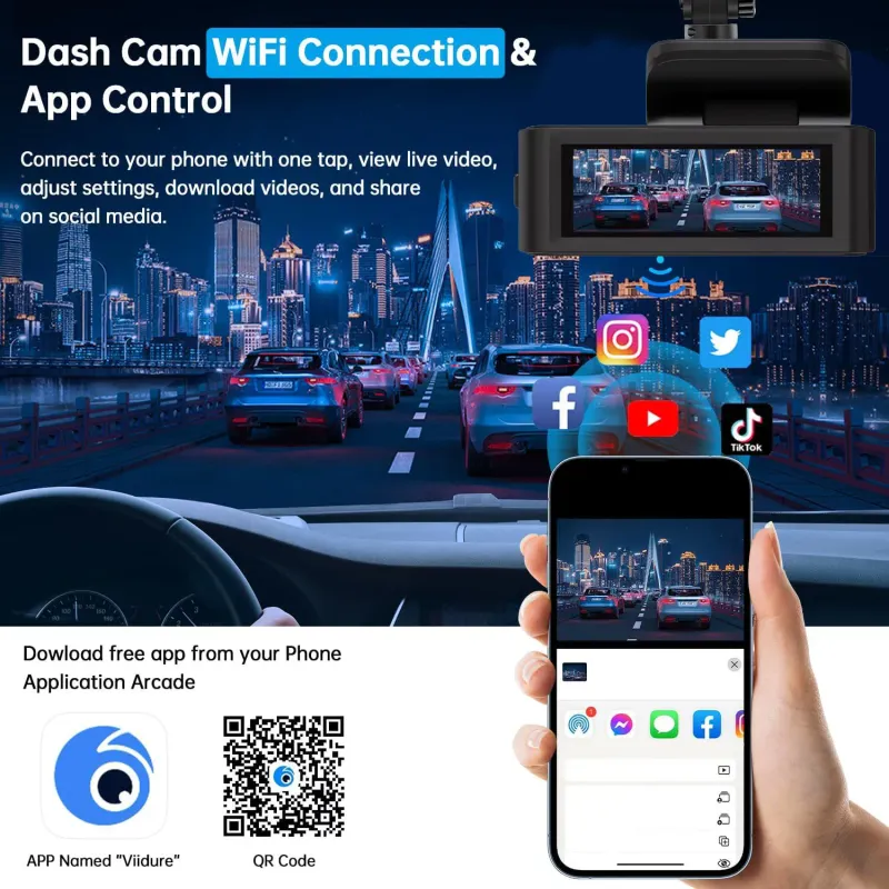 4K UHD Dual Lens Dash Cam WiFi GPS 4