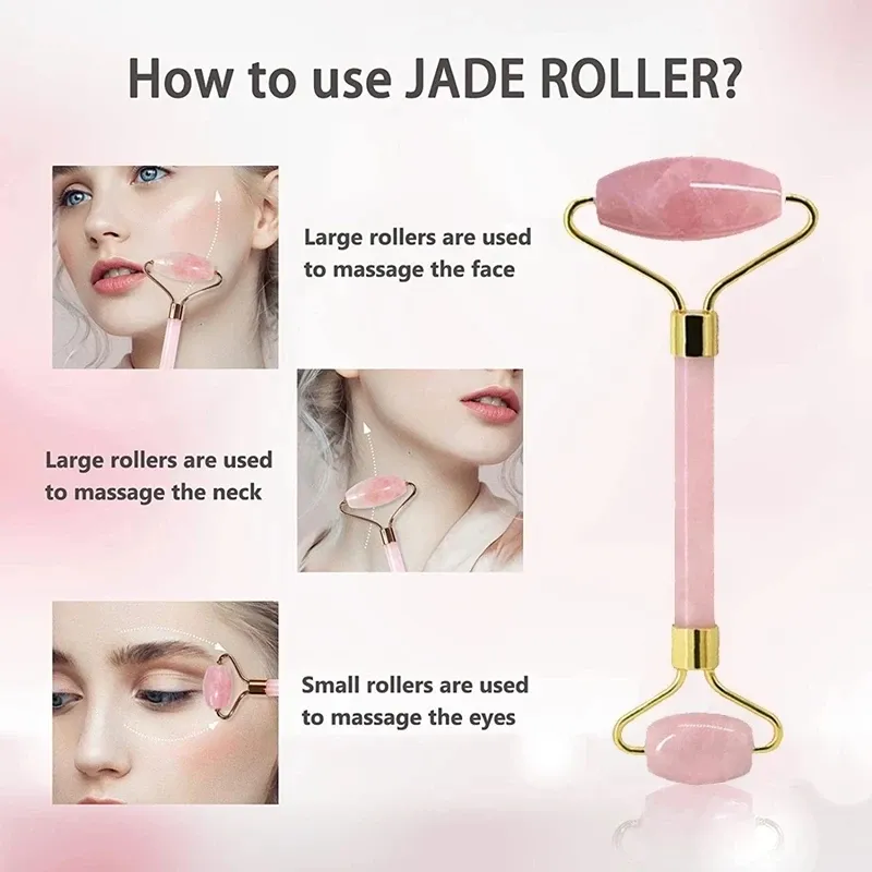 Rose Quartz Jade Roller & Gua Sha Set 3