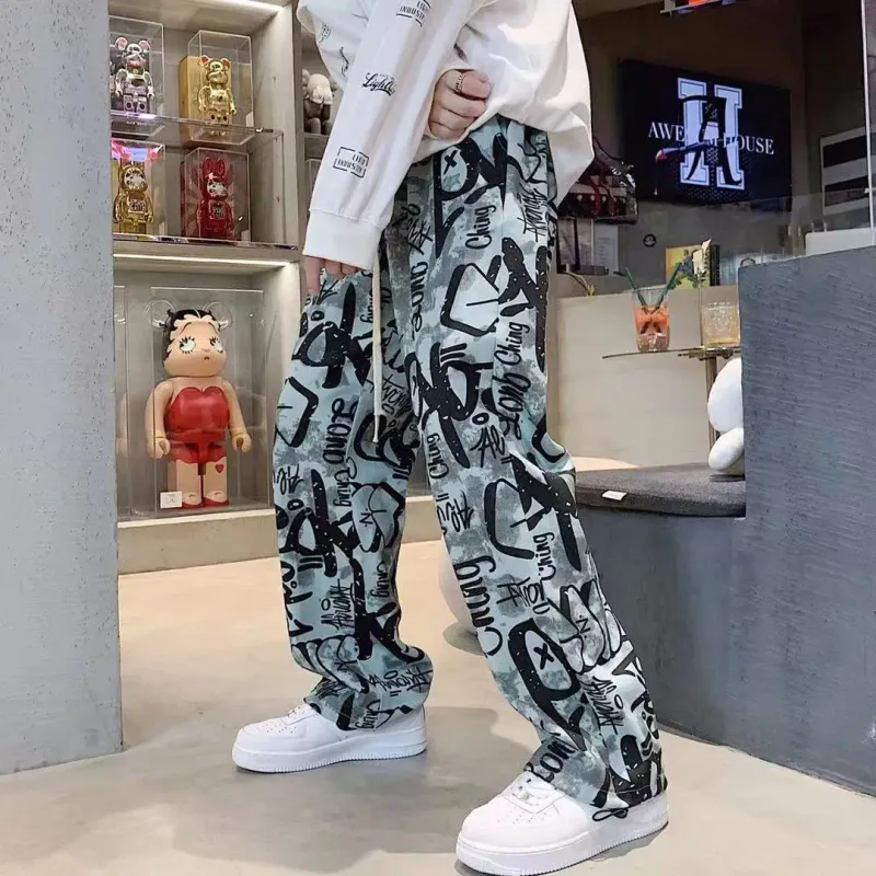 Y2K Graffiti Cargo Pants for Men 5