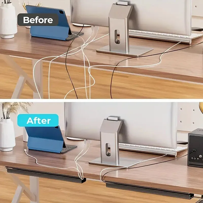 White Under Desk Cable Management Tray 6