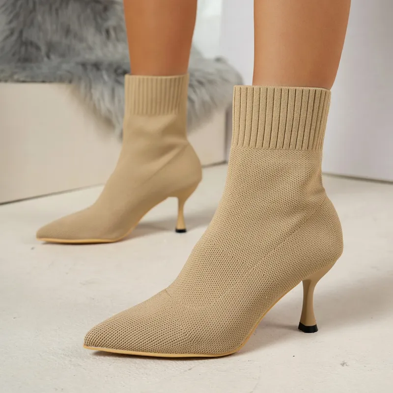 Green Pointed Toe Chelsea Sock Boots 2