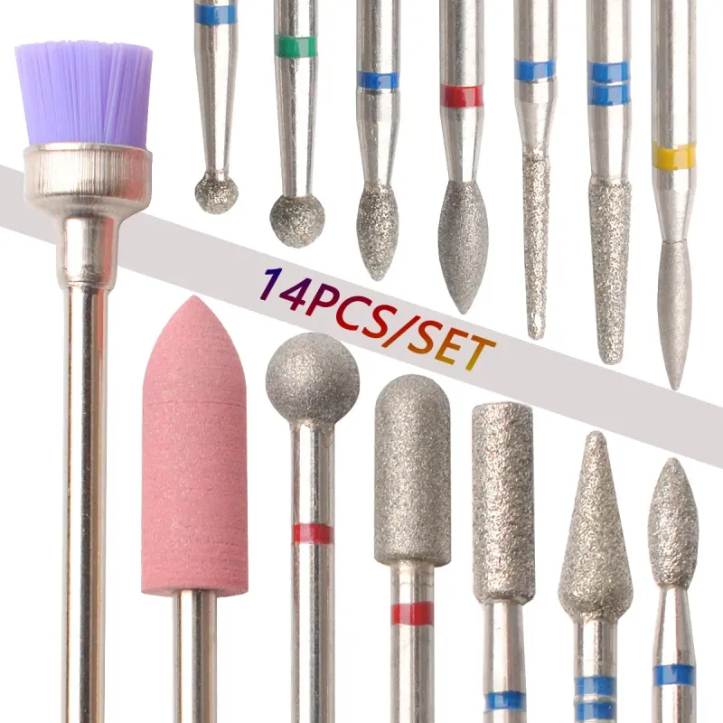 14pc Nail Drill Bit Set Gel Removal & Polishing Kit 4