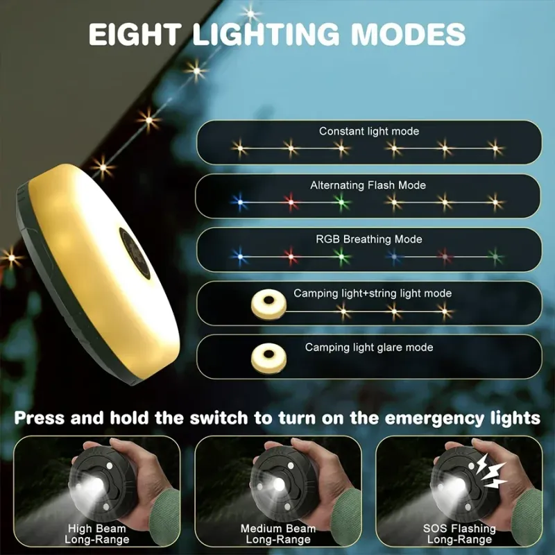 10M Solar RGB Camping String Lights 2