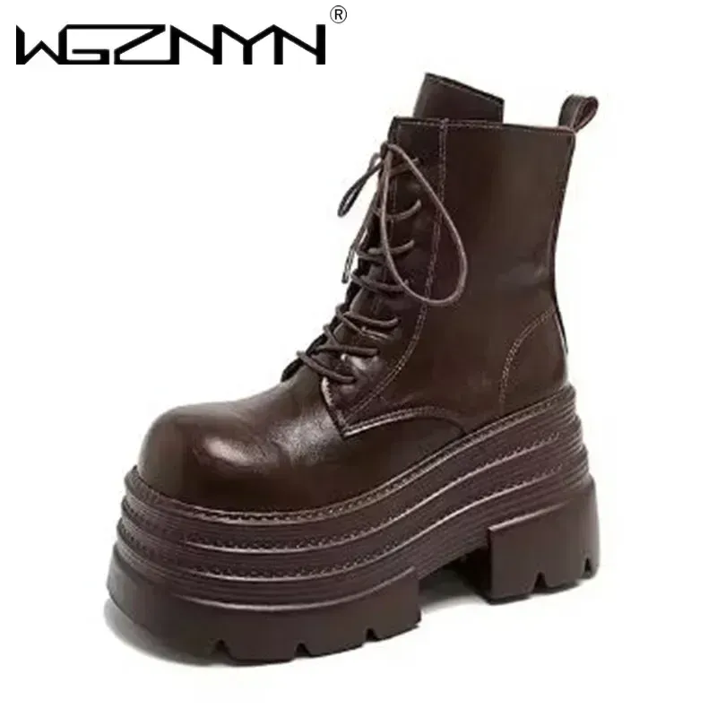 Gothic Punk Platform Combat Ankle Boots 4