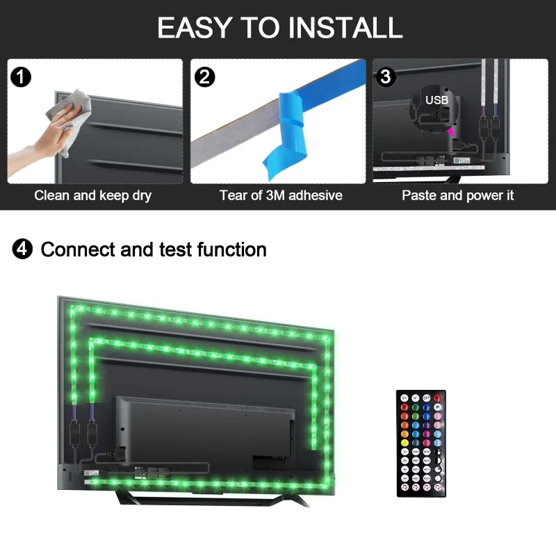 RGB LED Strip Kit USB 5V Music Sync 5