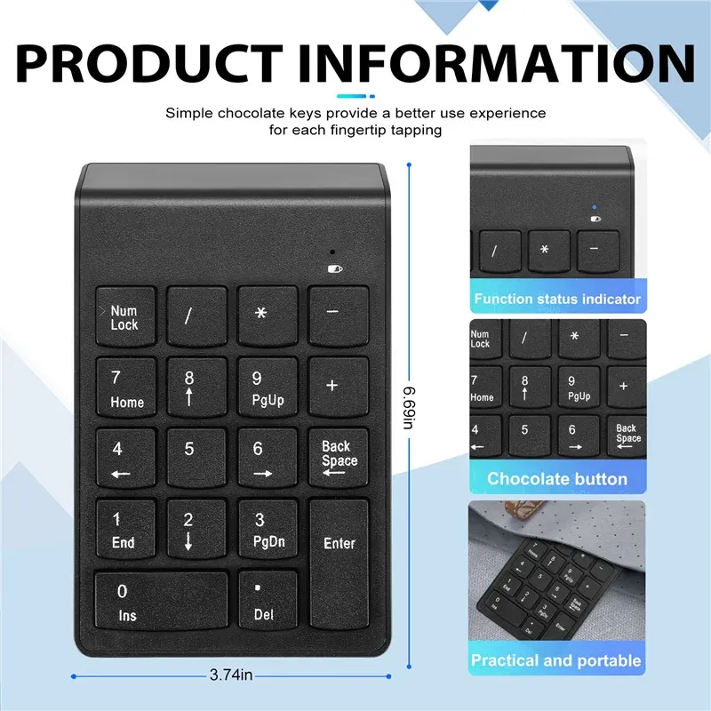 Wireless Numeric Keypad 18 Keys 6